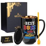 Boss Gifts for Men Women, Best Gifts for Boss, Boss Lady, Manager Female, Entrepreneurs, Novelty Best Boss Coffee Mug - 18OZ Black, Cool Boss Day Gifts, Birthday Gifts, Appreciation Gifts for Him, Her