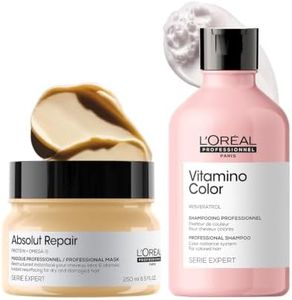 L'Oréal Professionnel Paris Serie Expert Vitamino Shampoo Protects Hair Colour From Fading,Adds Shine With Antioxidant Properties&Serie Expert Absolut Repair Masque 250 Gm,For Dry&Damaged Hair
