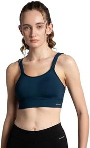Jockey MI16 Women's Wirefree Padded Soft Touch Microfiber Elastane Stretch Full Coverage Racerback Sports Bra with StayDry Treatment_Pageant Blue_M