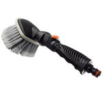 Wheel Car Wash Brush with Water Switch and Snap-On Male Hose Connector - Car Wash Brush for Hose Pipe