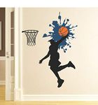 Sticker Studio Vinyl Basket Ball Sports Wall Stickers (Multicolour, Standard)