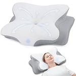 RUMMY Cervical Memory Foam Ergonomic Neck Pillow Removable Washable pillowcase, for Orthopedic Sleeping Neck Pain and Stomach Sleepers(Grey,55x35x13cm)