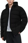 Flygo Mens Hooded Puffer Jacket Insulated Winter Waterproof Warm Coat Zipper Down Quilted Jackets(Black-S)