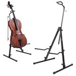 STRICH Adjustable Cello Stand with Bow Hook,Sturdy and 1/2 & 1/4 Double Bass,Contrabass,Fiddle,Floor Steel Holder for Home Studio Churches Display Travel Performance,SCS-10