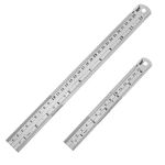 Heavy Duty 100% Stainless Steel Ruler Set 12 Inch (30 CM) + 6 Inch (15 CM) Metal Rulers Kit - Perfect Straight Edge For Easy Measurements