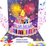 Xerteam Birthday Cards, MUSIC & LIGHTS Women Birthday Cards, Pop up Blowable Candle Happy Birthday Card, Sound Greeting Cards Birthday Gifts with Envelope For Women Men Husband Wife Friends Girls Kids