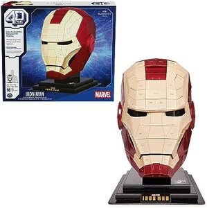 4D Build, Marvel Iron Man 3D Puzzle Model Kit with Stand 96 Pcs | Iron Man Helmet Desk Decor | Building Toys | 3D Puzzles for Adults & Teens 12+