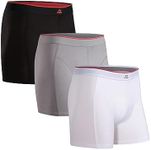 DANISH ENDURANCE 3 Pack Bamboo Boxer Shorts for Men, Breathable Underwear, Soft Antibacterial Pants, Multicolour: 1 x black, 1 x white, 1 x grey, Large