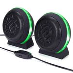 Enhance SL2 USB Gaming Computer Speakers for PC with LED Green Light, 3.5mm Wired Connection and in-Line Volume Control - 2.0 Stereo Sound System for Gaming Laptop, Desktop, PC Computers