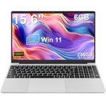 Ruzava 15.6" Laptop 6GB DDR4 256GB SSD Celeron J4105 (Up to 2.5Ghz) 4-Core Win 11 PC 1920x1080 FHD Dual WiFi BT 4.2 Support 1TB SSD Expand with Webcam Numeric Keypad for Business Entertainment-Silver