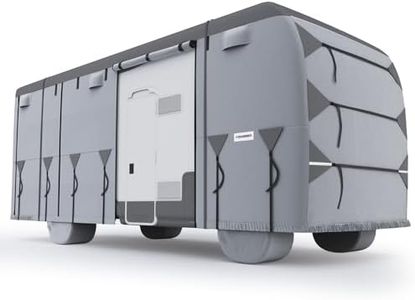 KING BIRD Class A RV Cover, Upgraded Heavy Duty 600D Oxford Camper Cover, 100% Waterproof Anti-UV Windproof Ripstop,Fits 30-33ft, Breathable RV Storage Cover, with 4 Tire Covers & 6 Gutter Covers
