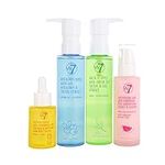 W7 Skin Refresh Essential Full Size Natural Skin Care Kit for Beautiful Skin - 4 Step Daily Routine - Moisturiser, Cleansing Gel, Toner and Serum