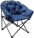 KHORE Oversized Folding Camping Moon Saucer Chair Supports 350 LBS with Cup Holder and Carry Bag (Blue)