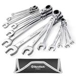 DURATECH Flex-Head Ratcheting Combination Wrench Set, SAE, 13-piece, 5/16' to 1', Chrome Vanadium Steel Construction with Rolling Pouch