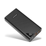 Power Bank Portable Phone Charger 27000mAh High Capacity External Backup Battery Pack 4 USB Ports Quick Charge LCD Display 3 Input Powerpack for iPhone Samsung iPads Huawei Nintendo Switch (Black)