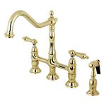 KINGSTON BRASS KS1272ALBS Heritage Kitchen Faucet with Brass Sprayer, 8-3/4", Polished Brass