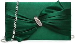 Dasein Women Elegant Satin Bow Flap Evening Bag Rhinestone Clutch Purse Handbag Formal/Wedding/Prom/Party