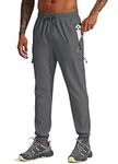 Willit Men's Hiking Cargo Travel Pants Lightweight Quick Dry Running Joggers Athletic Outdoor Pants with Zipper Pockets Deep Gray L