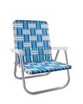 Lawn Chair USA | Folding Aluminum Webbed Chair for Camping, Sports, and Beach | High Back Beach Chair - Sea Island with White Arms