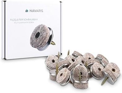 Navaris Felt Pads for Furniture (20 Pieces) - 1-1/5" Round Screw-in Pad Sliders for Chair Legs and Feet - Floor Gliders to Protect Hardwood Floors