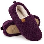 EverFoams Women's Warm Shearling Memory Foam Full Slippers Anti-Slip Lightweight Breathable Winter House, Dark Aubergine, 7-8 UK