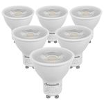 DEWENWILS 6-Pack GU10 LED Dimmable Bulb, 3000K Warm White Track Light Bulb, 7W(50W Halogen Equivalent) Two Prong Light Bulb for Kitchen Range Hood, Living Room, Bathroom, Bedroom, 500LM, UL Listed