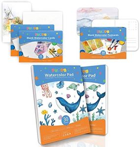 Funto Blank Watercolor Postcards, Cards Envelopes and Paper Pads Bundle, 50 Postcards, 50 Cards, 60 Sheets, 140lb/300gsm, Cold Pressed, Acid Free Heavyweight Watercolor Paper