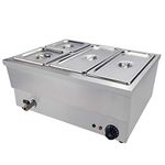 Electric Bain Marie Food Warmer Stainless Steel Buffet Food Warmer Steam Table for Catering and Restaurants 1500W 1/3x2, 1/6x2 Pans With Lids