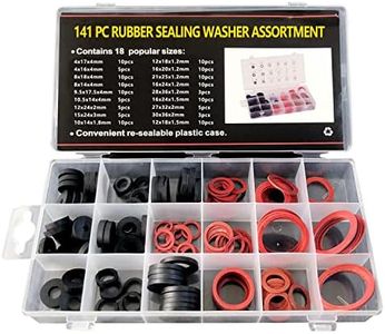 141 Pezzi Kit Assortito Per Rondelle Del Rubinetto, 18 Diverse Guarnizione o-Ring Guarnizione Idraulica, Rondella Piatta In Fibra Di Acciaio Rossa, Distanziatori Isolanti Con Scatola