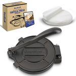 10 Inch Cast Iron Tortilla Press by StarBlue with 100 Pieces Oil Paper and Recipes e-book - Tool to make Indian style Chapati, Tortilla, Roti