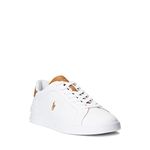 POLO RALPH LAUREN Heritage Court II Leather Sneaker, White/Tan, 10.5