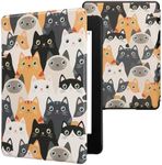 kwmobile Case Compatible with Amazon Kindle Paperwhite 11 Generation 2021 Case - PU Cover for Kindle Paperwhite Case w/Magnet - Cats Orange/Black/White