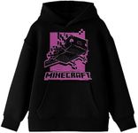 Minecraft Monochrome Axolotl Long Sleeve Youth Black Hooded Sweatshirt