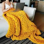 wdede Chunky Knit Blanket Chenille 
