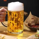 Primeworld 1000 Ml Jumboo Beer 1 Pcs Mug With Handle Glass, Steins, Freezable Beer Glasses,Everyday Drinking Glasses, Cocktail Glasses - White