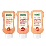 Naturin Combo Pack of 3- Tandoori Mayonnaise (Mayo) 290g, Thousand Island 290g and Peri-Peri Mayonnaise (Mayo) 290g | Gluten Free I 100% Vegetarian & Eggless Mayonese I Tandoori Dip I TID I Piri Piri