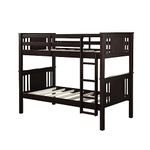 DHP Dylan Convertible Wood Bunk Bed, Stackable and Detachable Bed Frames for Kids and Teens, with Ladder, High Guardrail, Wood Slats, No Boxspring Required, Twin-Over-Twin, Espresso