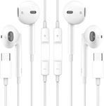 2 Pack USB C Headphones Earbuds for iPhone 15, Type C Earbuds Wired Earphones (Microphone & Remote Control) Noise Cancelling for iPhone 15 Pro Max, Galaxy S23/S22/S21/S20/Ultra Note10/20, Pixel