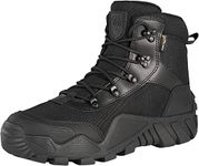 FREE SOLDIER Mens Military Boots mid-top Combat Tactical Boots Lace Up All Terrain Shoes for Hiking, Hunting, Working, Walking, Climbing(Black,43EU)