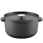 KitchenAid - Pre-Seasoned Cast Iron Dutch Oven with Lid, Induction Cooktop Compatible (5.7L/6qt, Black)