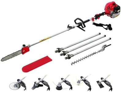 Giantz Pole Saw, 62cc Hedge Trimmer Brush Cutter Poles Tree Pruner Chainsaw Cordless Petrol Hand Power Chainsaws Home Garden Farm Whipper Snipper Tool Saws, 2 Stroke Shoulder Strap Red