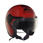 Royal Enfield Open Face MLG Riding Helmet with Clear Visor Red, Size: XL(61-62Cm) Impact Protection, Excellent Scratch Resistance, Anti-Microbial Fabric, Cycling