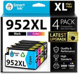 Smart Ink Compatible Ink Cartridge Replacement for HP 952 952XL (4 Combo Pack) Advanced Chip Technology to use with OfficeJet 8702 OfficeJet Pro 7720 7740 8210 8216 8710 8715 8720 8725 8728 8730 8745