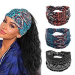 Efdagsad Boho Knotted Wide Headbands and Head Wraps for Women - African Style Elastic Yoga Hair Accessories