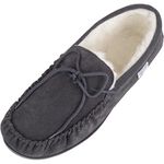 SNUGRUGS Men's Monty Suede Wool Rubber Sole Moccasins, Dark Grey 9 UK / 43 EU