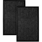 HOMWE Front Door Mats, 2 Pc Set, 29.5 x 17.5, All Weather Entry and Back Yard Door Mat, Indoor and Outdoor Safe,Slip Resistant Rubber Backing, Absorbent and Waterproof, Dirt Trapping Rugs for Entryway