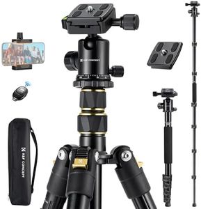 K&F Concept 72"/184cm Camera Tripod, Lightweight and Compact Travel Tripod with 360 Panorama Ball Head, Aluminum Tripod for Camera and Phone with Remote DSLR Camera Quick Release Plate.