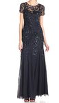 Adrianna Papell Women's Floral Beaded Godet Gown, Twilight, 6