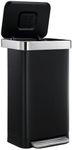 Maxkon 50L Foot Pedal Kitchen Rubbish Bin Stainless Steel Waste Trash Bin Garbage Dustin with Deodorant Function Black & Sliver