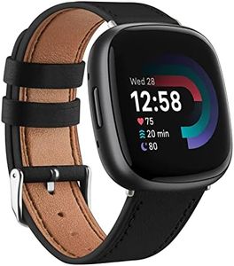 Leather Bands for Fitbit Versa 4 Band&Fitbit Versa 3 Band, Fitbit Sense 2 Band&Fitbit Sense Band for Men Women, Soft Adjustable Sport Leather Replacement Straps for Fitbit Versa 4/3 / Fitbit Sense/Sense 2